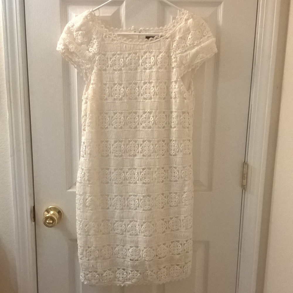 French Connection Ivory Embroidered Lace Dress 8